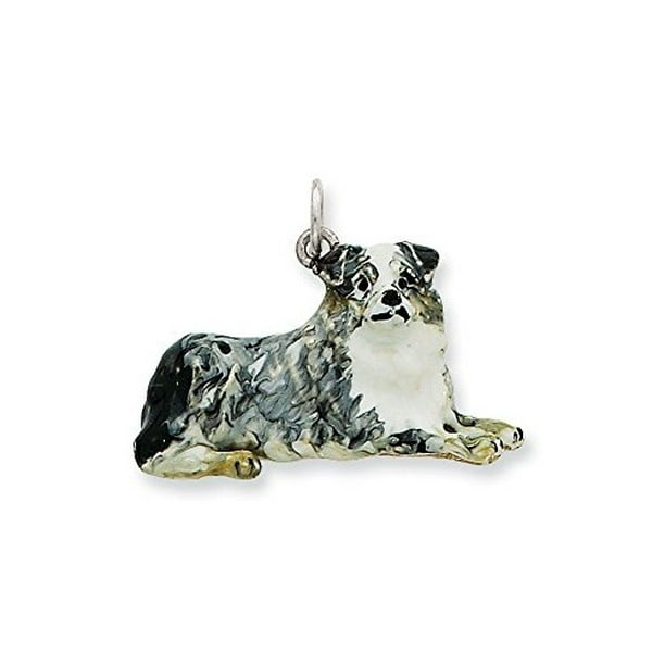 .925 Sterling Silver Enamel Dog Charm Pendant 